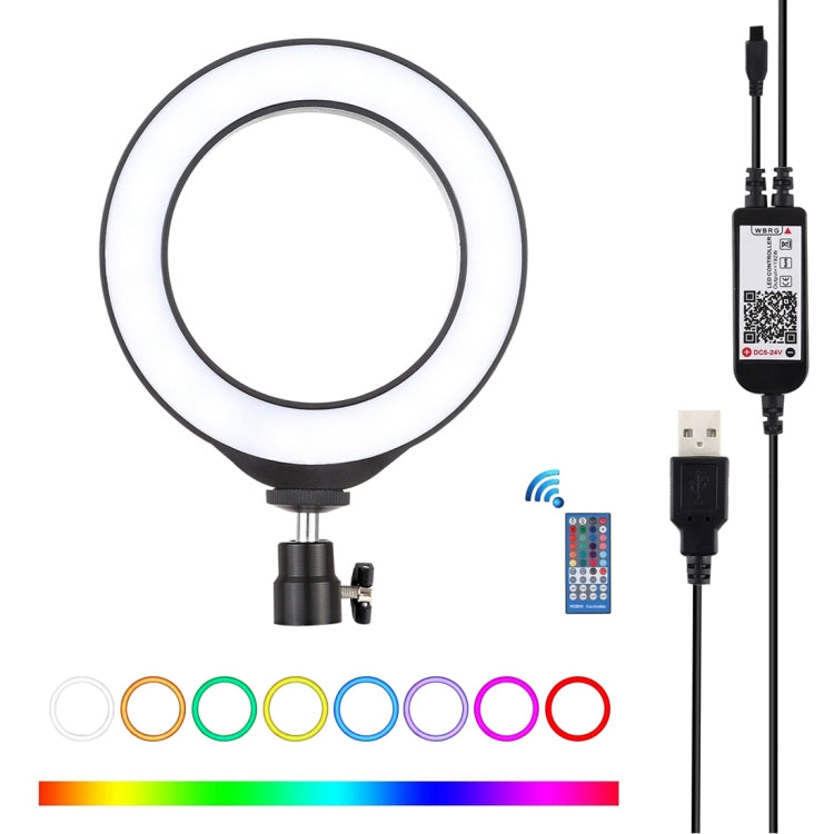 Đèn LED vòng USB RGBW 6.2 inch 16cm có thể điều chỉnh độ sáng PULUZ cho vlog, chụp ảnh, quay video kèm chân đế cold shoe, đầu bi & điều khiển từ xa, 6.2 inch RGBW / điều khiển từ xa