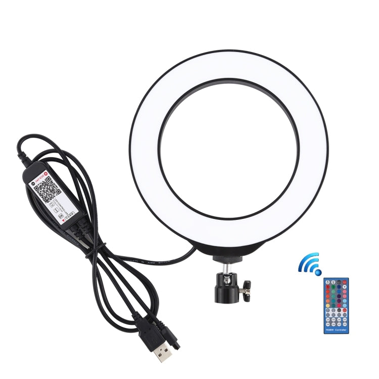 Đèn LED vòng USB RGBW 6.2 inch 16cm có thể điều chỉnh độ sáng PULUZ cho vlog, chụp ảnh, quay video kèm chân đế cold shoe, đầu bi & điều khiển từ xa, 6.2 inch RGBW / điều khiển từ xa