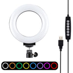 Đèn LED vòng USB 4.7 inch 12cm bề mặt cong 10 chế độ 8 màu RGBW có thể điều chỉnh độ sáng PULUZ cho vlog, chụp ảnh, quay video kèm chân đế đầu bi, 4.7 inch RGBW