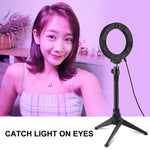 Đèn LED vòng USB 4.7 inch 12cm bề mặt cong 10 chế độ 8 màu RGBW có thể điều chỉnh độ sáng PULUZ cho vlog, chụp ảnh, quay video kèm chân đế đầu bi, 4.7 inch RGBW