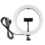 Đèn LED vòng USB 10.2 inch 26cm 10 chế độ 8 màu RGBW có thể điều chỉnh độ sáng PULUZ cho vlog, chụp ảnh, quay video kèm chân đế cold shoe, đầu bi & kẹp điện thoại, 10.2 inch RGBW