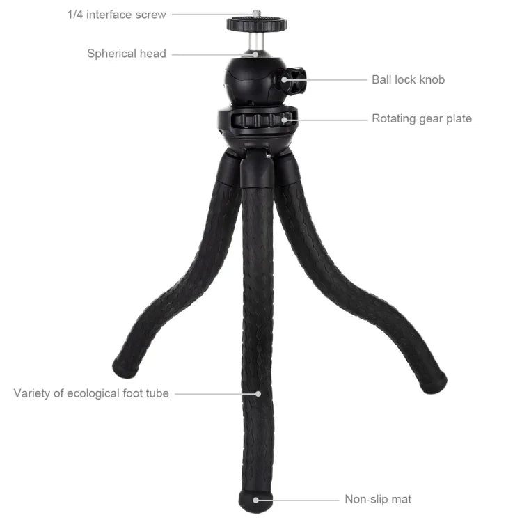 PULUZ Giá đỡ chân máy mini bạch tuộc linh hoạt có đầu bi cho máy ảnh SLR, GoPro, điện thoại, Kích thước: 30cmx5cm, Chân máy 30cm