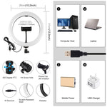 Đèn LED vòng USB 10.2 inch 26cm bề mặt cong RGBW có thể điều chỉnh độ sáng PULUZ cho vlog, chụp ảnh, quay video kèm chân đế đầu bi, điều khiển từ xa & kẹp điện thoại, 10.2 inch RGBW