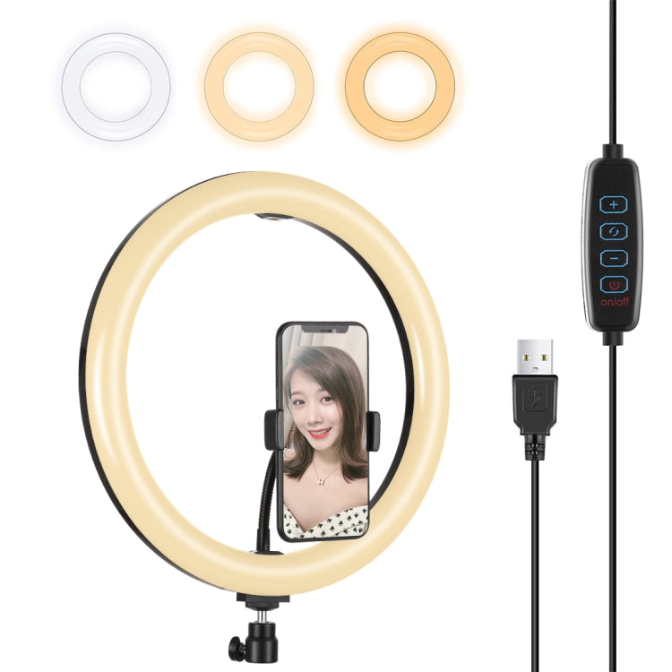 Đèn LED vòng USB 11.8 inch 30cm 3 chế độ có thể điều chỉnh độ sáng, nhiệt độ màu kép PULUZ cho vlog, selfie, chụp ảnh, quay video kèm kẹp điện thoại, 11.8 inch
