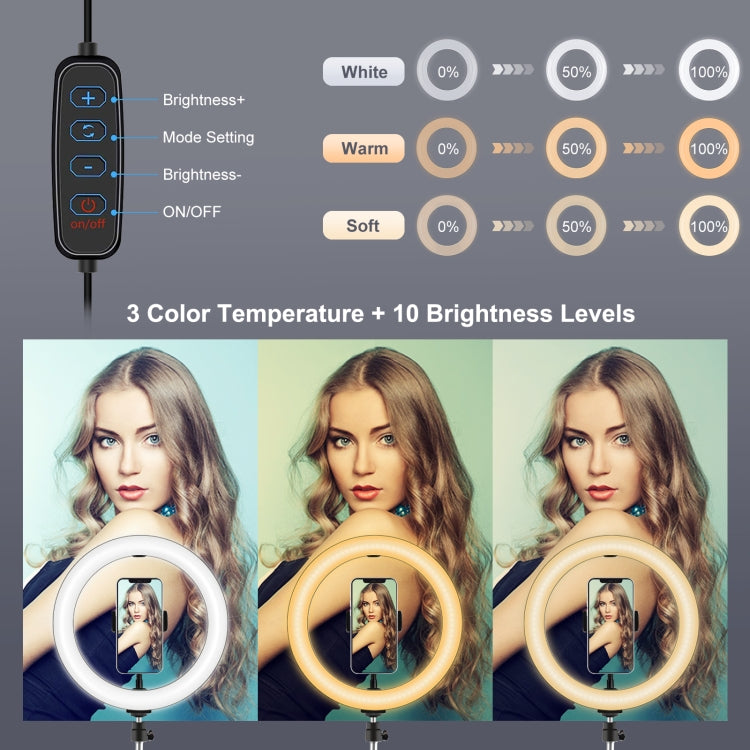 Đèn LED vòng USB 11.8 inch 30cm 3 chế độ có thể điều chỉnh độ sáng, nhiệt độ màu kép PULUZ cho vlog, selfie, chụp ảnh, quay video kèm kẹp điện thoại, 11.8 inch