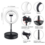 Đèn LED vòng cong PULUZ 10.2 inch 26cm USB 3 chế độ, điều chỉnh độ sáng, nhiệt độ màu kép cho vlog, selfie, chụp ảnh, quay video, có điều khiển từ xa Bluetooth, giá đỡ bàn gập và kẹp điện thoại