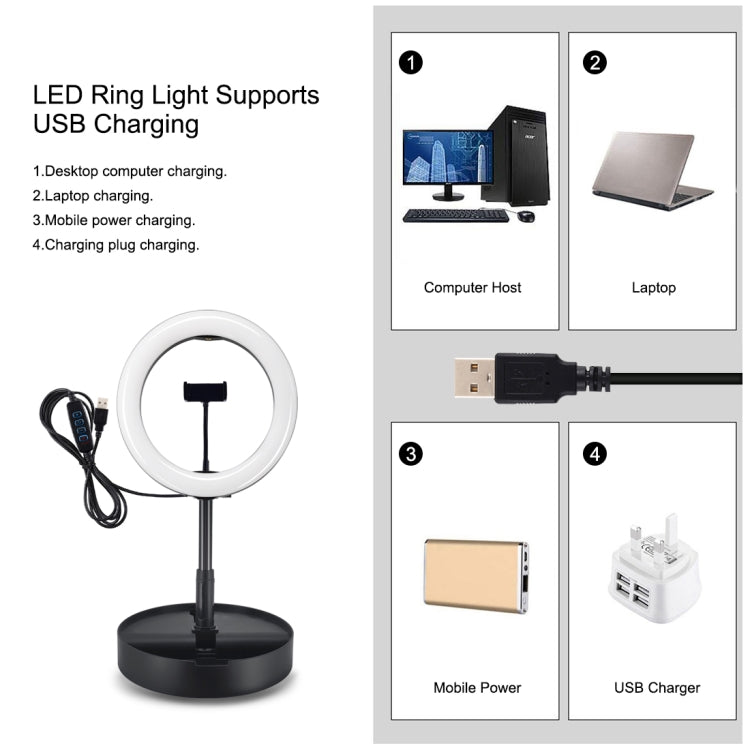 Đèn LED vòng cong PULUZ 10.2 inch 26cm USB 3 chế độ, điều chỉnh độ sáng, nhiệt độ màu kép cho vlog, selfie, chụp ảnh, quay video, có điều khiển từ xa Bluetooth, giá đỡ bàn gập và kẹp điện thoại