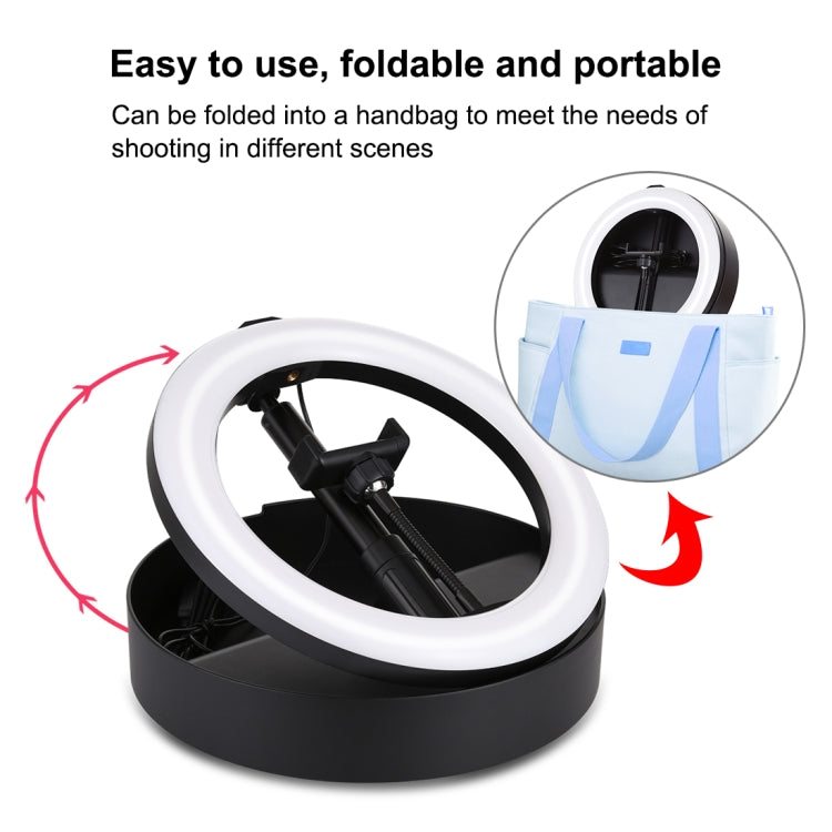 Đèn LED vòng cong PULUZ 10.2 inch 26cm USB 3 chế độ, điều chỉnh độ sáng, nhiệt độ màu kép cho vlog, selfie, chụp ảnh, quay video, có điều khiển từ xa Bluetooth, giá đỡ bàn gập và kẹp điện thoại