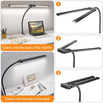 Đèn bàn kẹp đôi PULUZ ống cổ ngỗng LED chiếu sáng bổ sung