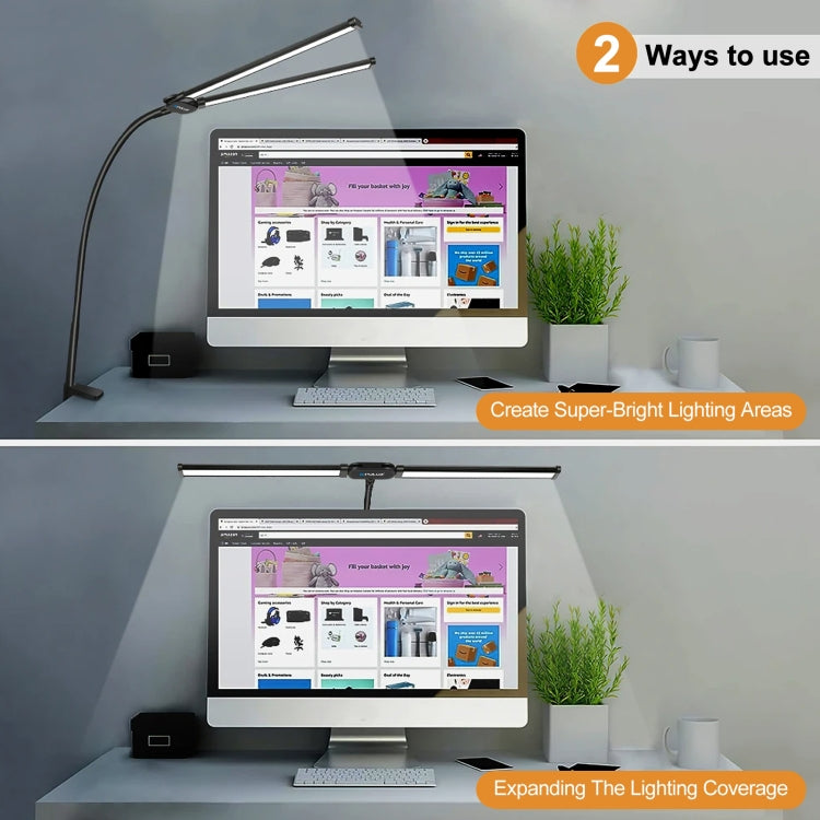 Đèn bàn kẹp đôi PULUZ ống cổ ngỗng LED chiếu sáng bổ sung