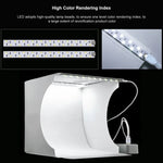PULUZ 20cm Bao gồm 2 Tấm LED Gấp Gọn Di Động Đèn 1100LM Ánh Sáng Studio Ảnh Lều Chụp Bộ với 6 Phông Nền Màu (Đen, Trắng, Vàng, Đỏ, Xanh Lá, Xanh Dương), Kích Thước Mở Rộng: 24cm x 23cm x 23cm, 20cm(2 LED/RU), 20cm(2 LED)