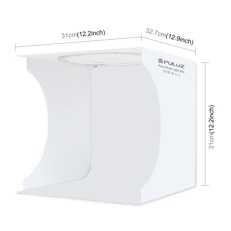 Bộ đèn vòng gập di động PULUZ 30cm cho studio chụp ảnh kèm 6 phông nền màu (Đen, Trắng, Vàng, Đỏ, Xanh lá, Xanh dương), kích thước mở: 31cm x 31cm x 32cm, hộp 30cm