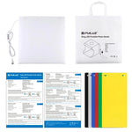 Bộ đèn vòng gập di động PULUZ 30cm cho studio chụp ảnh kèm 6 phông nền màu (Đen, Trắng, Vàng, Đỏ, Xanh lá, Xanh dương), kích thước mở: 31cm x 31cm x 32cm, hộp 30cm