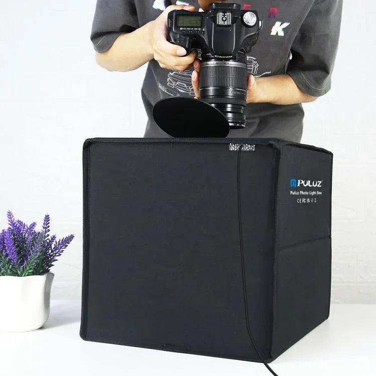 Bộ đèn vòng gập 30cm PULUZ cho Studio Ảnh với 6 màu phông nền Đen / Trắng / Cam / Đỏ / Xanh lá / Xanh dương, Hộp 30cm Màu Đen