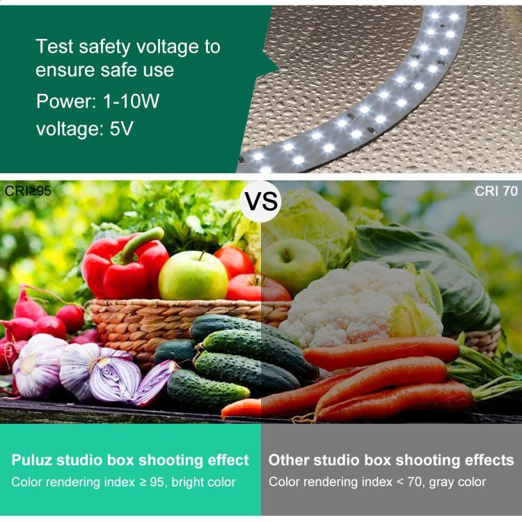 Bộ đèn vòng gập 30cm PULUZ cho Studio Ảnh với 6 màu phông nền Đen / Trắng / Cam / Đỏ / Xanh lá / Xanh dương, Hộp 30cm Màu Đen