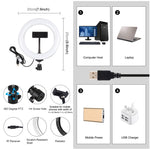Đèn LED vòng cong PULUZ 7.9 inch 20cm USB RGB điều chỉnh độ sáng, nhiệt độ màu kép cho vlog, selfie, chụp ảnh, quay video, có kẹp điện thoại, 7.9 inch RGBW