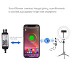 Đèn LED vòng cong PULUZ 7.9 inch 20cm USB RGB điều chỉnh độ sáng, nhiệt độ màu kép cho vlog, selfie, chụp ảnh, quay video, có kẹp điện thoại, 7.9 inch RGBW
