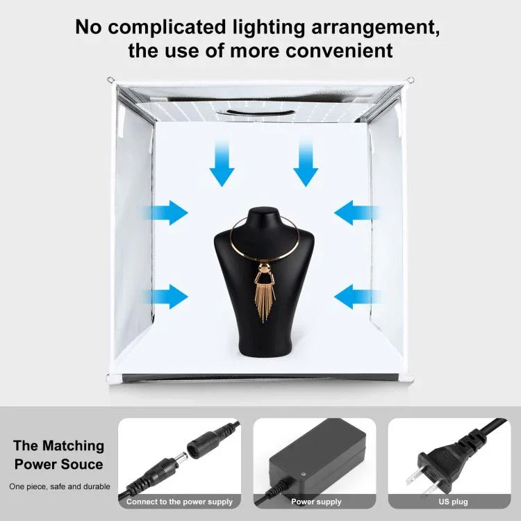 Bộ đèn trắng gập gọn 40cm PULUZ có thể điều chỉnh độ sáng cho Studio Ảnh với 6 màu phông nền (Đen, Cam, Trắng, Đỏ, Xanh lá, Xanh dương), Hộp 40cm(US), Hộp 40cm(UK), Hộp 40cm(EU), Hộp 40cm(AU)