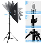 Bộ studio PULUZ softbox 50x70cm + giá đỡ chân máy 2m + bóng đèn LED 220V E27 30W 5700K ánh sáng trắng, Bóng đơn EU, Bóng đơn US