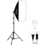 Bộ studio PULUZ softbox 50x70cm + giá đỡ chân máy 2m + bóng đèn LED 220V E27 30W 5700K ánh sáng trắng, Bóng đơn EU, Bóng đơn US