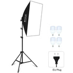 Bộ studio PULUZ softbox 50x70cm + giá đỡ chân máy 2m + 4 bóng đèn LED 220V E27 20W 5700K ánh sáng trắng, 4 bóng EU, 4 bóng US