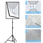 Bộ studio PULUZ softbox 50x70cm + giá đỡ chân máy 2m + 4 bóng đèn LED 220V E27 20W 5700K ánh sáng trắng, 4 bóng EU, 4 bóng US