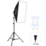 Bộ studio PULUZ softbox 50x70cm + giá đỡ chân máy 2m + 4 bóng đèn LED 220V E27 20W 5700K ánh sáng trắng, 4 bóng EU, 4 bóng US