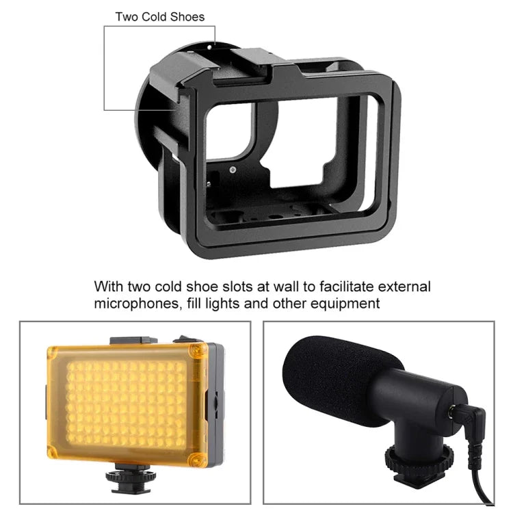 Ốp bảo vệ dày CNC hợp kim nhôm PULUZ cho GoPro HERO13 Black /12 Black /11 Black /10 Black /9 Black kèm khung bảo hiểm & kính lọc UV 52mm, Dành cho GoPro HERO9 Black dày