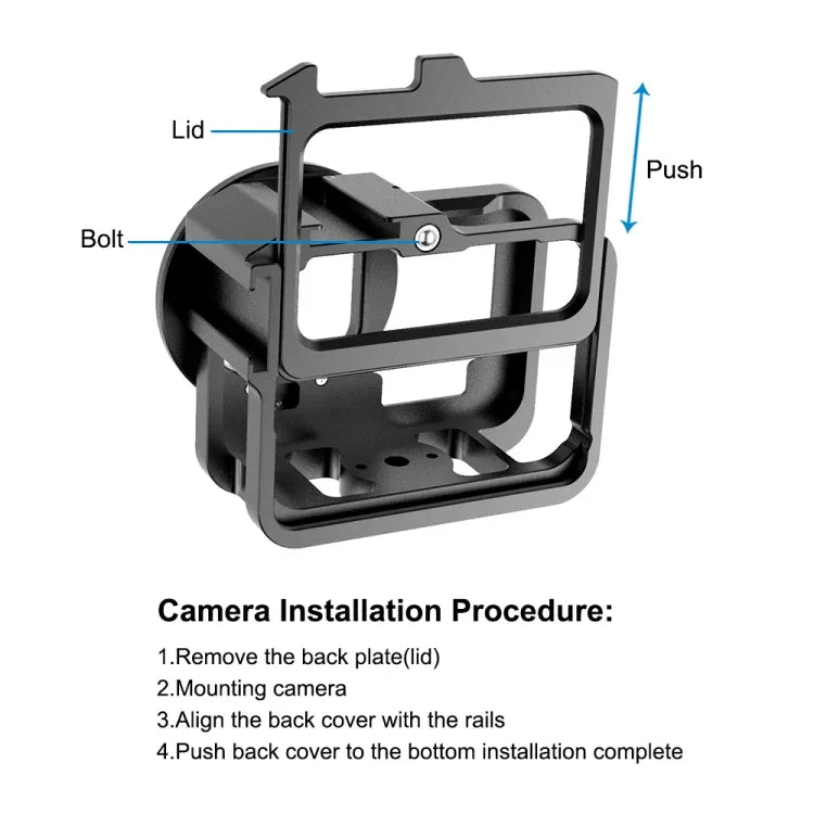 Ốp bảo vệ dày CNC hợp kim nhôm PULUZ cho GoPro HERO13 Black /12 Black /11 Black /10 Black /9 Black kèm khung bảo hiểm & kính lọc UV 52mm, Dành cho GoPro HERO9 Black dày