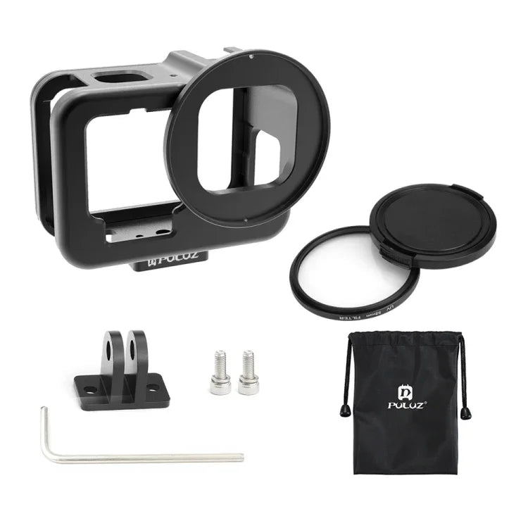 Ốp bảo vệ mỏng CNC hợp kim nhôm PULUZ cho GoPro HERO13 Black /12 Black /11 Black /10 Black /9 Black kèm khung bảo hiểm & kính lọc UV 52mm, Dành cho GoPro HERO9 Black mỏng