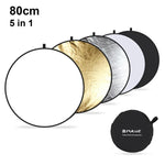 PULUZ Bảng phản chiếu studio chụp ảnh gập 5 trong 1 80cm (Bạc / Trong suốt / Vàng / Trắng / Đen), Bảng phản chiếu 80cm