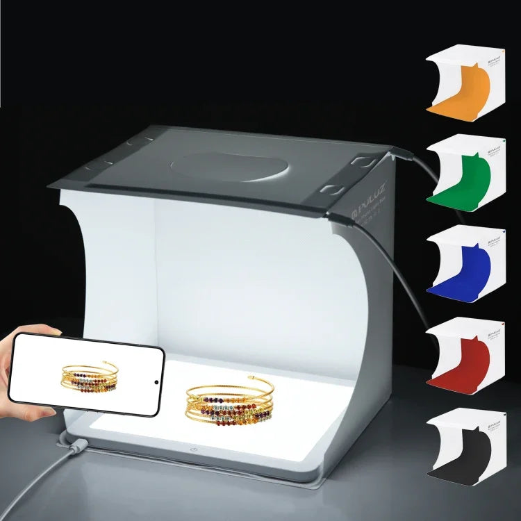 Đèn LED chụp ảnh không bóng PULUZ mini + lều chụp studio, chất liệu acrylic, diện tích hiệu quả 20cm x 20cm, 20cm (2 LED) + đèn không bóng