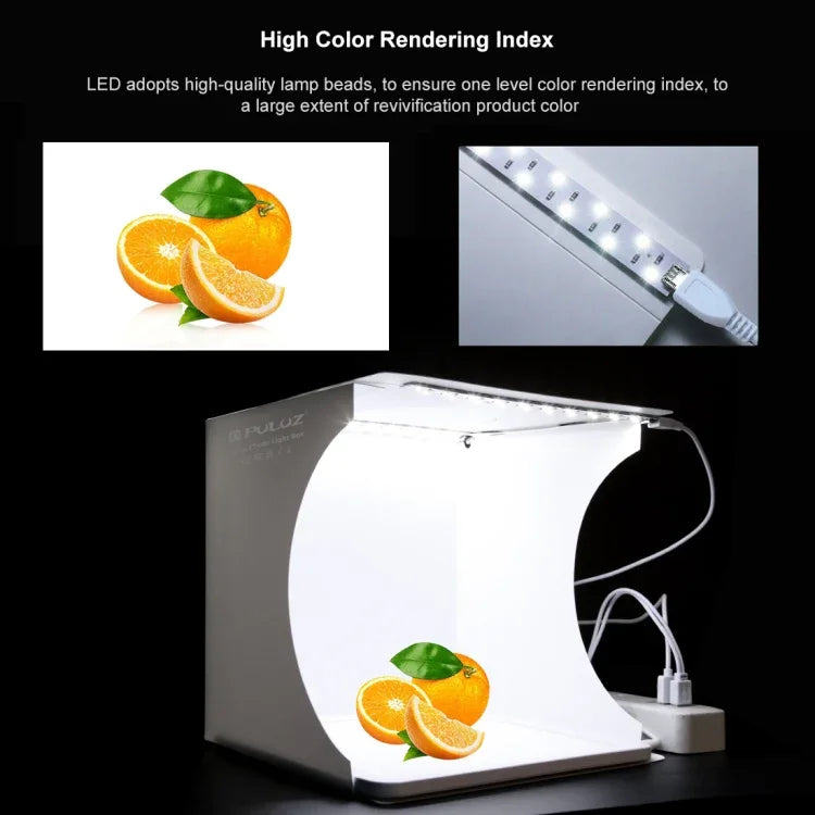 Đèn LED chụp ảnh không bóng PULUZ mini + lều chụp studio, chất liệu acrylic, diện tích hiệu quả 20cm x 20cm, 20cm (2 LED) + đèn không bóng