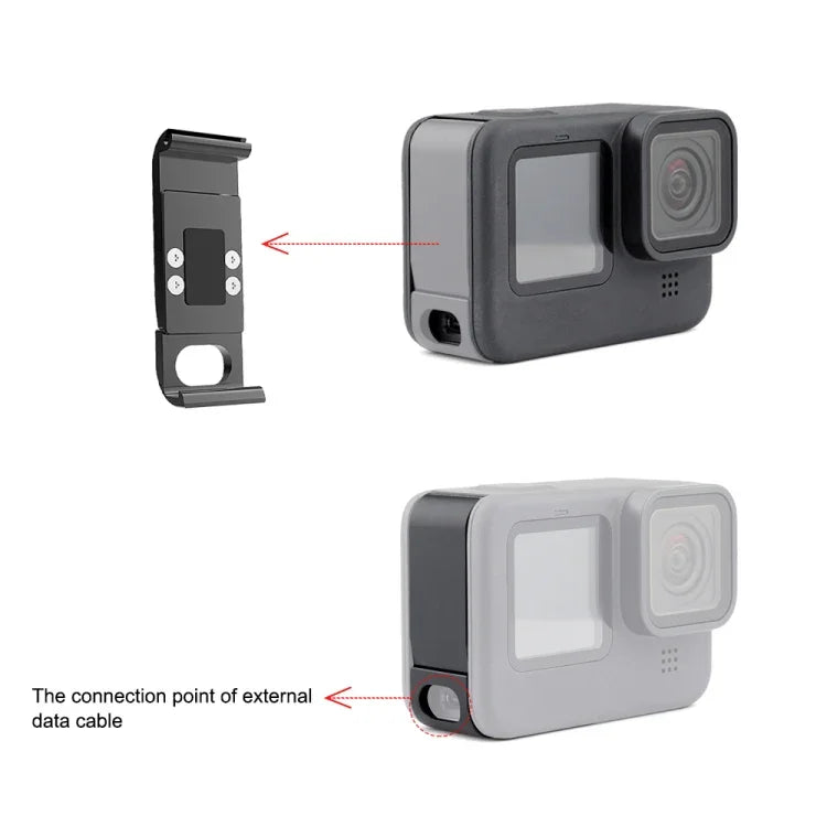 Nắp che cổng pin kim loại PULUZ cho GoPro HERO13 Black /12 Black /11 Black /10 Black /9 Black, Nắp bên kim loại nhựa