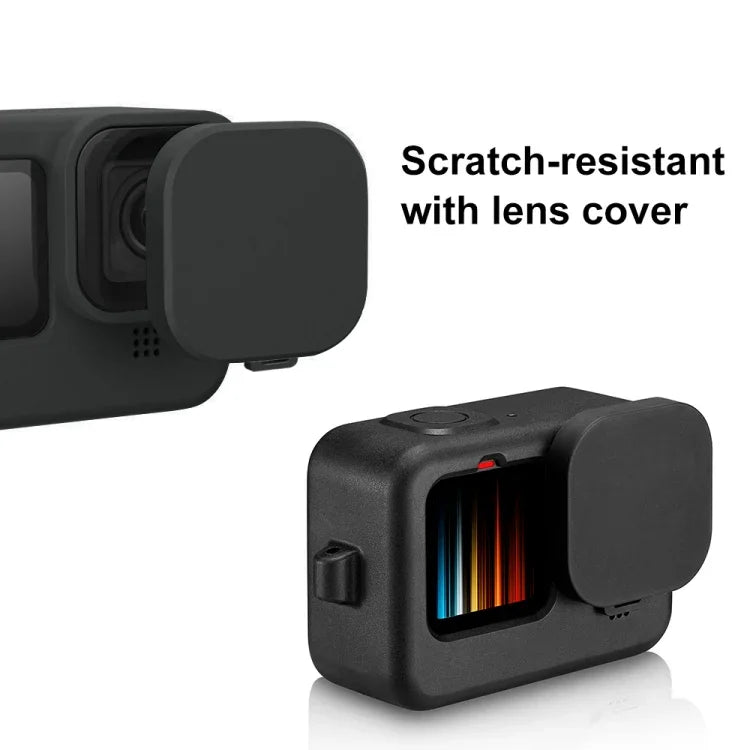 Ốp bảo vệ silicone PULUZ cho GoPro HERO12 Black /11 Black /10 Black /9 Black kèm dây đeo cổ tay & nắp ống kính, Dành cho GoPro HERO9 Black