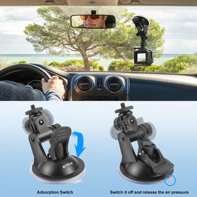 Giá Đỡ Hút Chân Không PULUZ Kèm Vít & Bộ Chuyển Đổi Giá Đỡ Chân Máy & Túi Đựng Cho GoPro, Insta360, DJI và Các Máy Quay Hành Động Khác, Giá Đỡ Hút