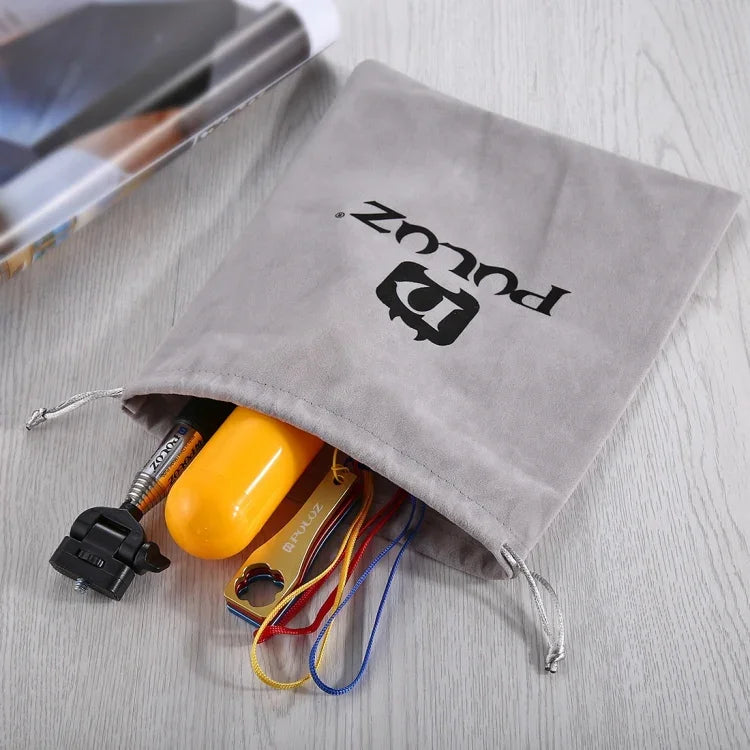 Túi đựng PULUZ có dây giữ cho phụ kiện máy quay GoPro, Insta360, DJI và các loại khác, Túi nỉ, Kích thước: 24.5cm x 20.5cm, Túi lưới nylon, Kích thước: 21.5cm x 15.5cm
