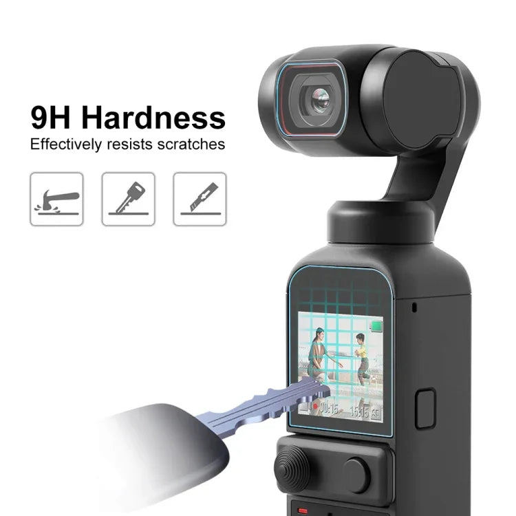Kính cường lực 9H 2.5D HD bảo vệ ống kính + phim màn hình cho DJI OSMO Pocket 2, dành cho DJI OSMO Pocket 2