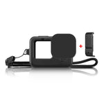 PULUZ Ốp bảo vệ silicone cho GoPro HERO12 Black /11 Black /10 Black /9 Black + Nắp che giao diện bên POM kèm dây đeo cổ tay & nắp ống kính, Ốp silicone cho GoPro HERO12 Black + Nắp bên