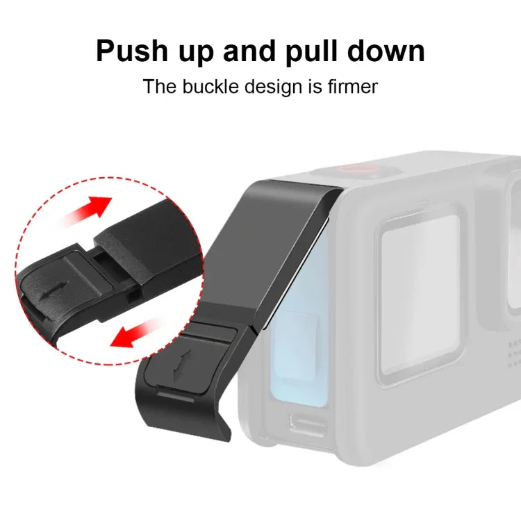 PULUZ Ốp bảo vệ silicone cho GoPro HERO12 Black /11 Black /10 Black /9 Black + Nắp che giao diện bên POM kèm dây đeo cổ tay & nắp ống kính, Ốp silicone cho GoPro HERO12 Black + Nắp bên