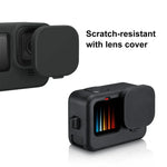 PULUZ Ốp bảo vệ silicone cho GoPro HERO12 Black /11 Black /10 Black /9 Black + Nắp che giao diện bên POM kèm dây đeo cổ tay & nắp ống kính, Ốp silicone cho GoPro HERO12 Black + Nắp bên