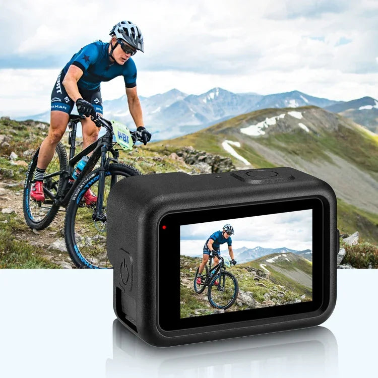 PULUZ Ốp bảo vệ silicone cho GoPro HERO12 Black /11 Black /10 Black /9 Black + Nắp che giao diện bên POM kèm dây đeo cổ tay & nắp ống kính, Ốp silicone cho GoPro HERO12 Black + Nắp bên