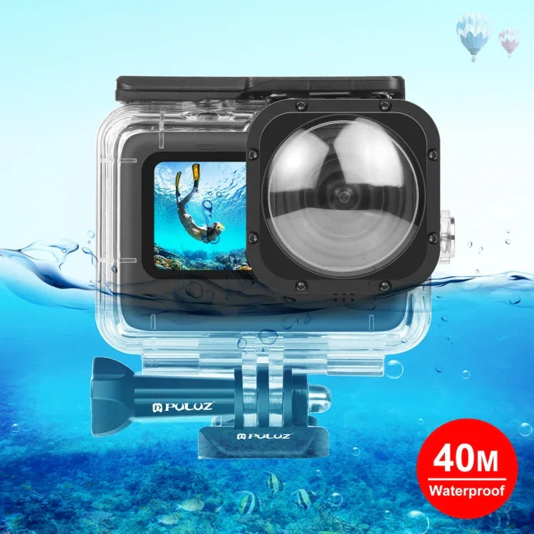 Ốp Bảo Vệ Chống Nước PULUZ 40m Có Khóa Gắn Cơ Bản & Vít Cho GoPro HERO12 Black /11 Black /11 Black Mini /10 Black /9 Black Max Lens Mod, Dành Cho GoPro Hero11 Black / HERO10 Black
