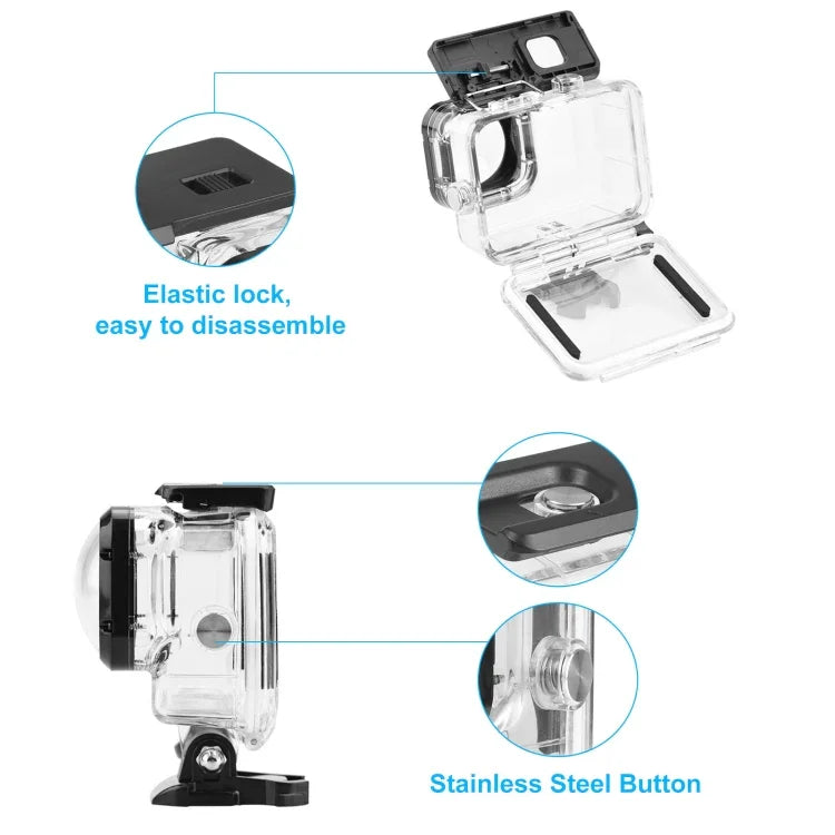 Ốp Bảo Vệ Chống Nước PULUZ 40m Có Khóa Gắn Cơ Bản & Vít Cho GoPro HERO12 Black /11 Black /11 Black Mini /10 Black /9 Black Max Lens Mod, Dành Cho GoPro Hero11 Black / HERO10 Black
