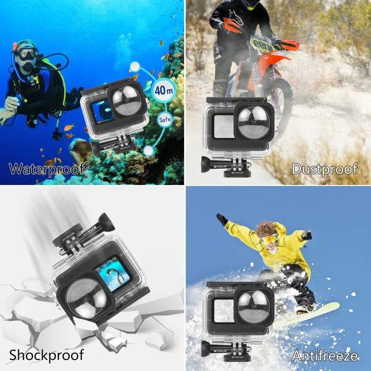 Ốp Bảo Vệ Chống Nước PULUZ 40m Có Khóa Gắn Cơ Bản & Vít Cho GoPro HERO12 Black /11 Black /11 Black Mini /10 Black /9 Black Max Lens Mod, Dành Cho GoPro Hero11 Black / HERO10 Black
