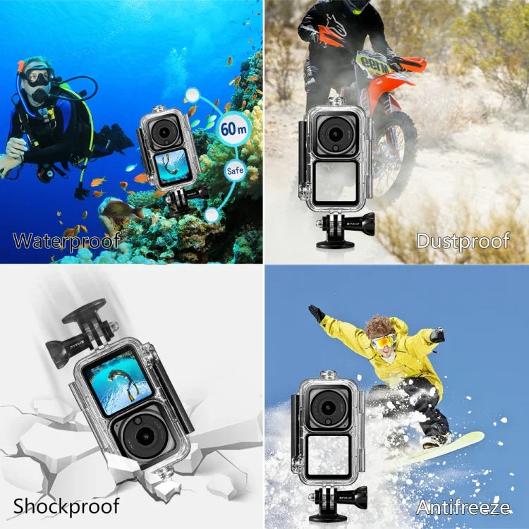 Hộp chống nước lặn PULUZ 60m cho camera DJI Action 2 / bộ combo Action 2 Power / bộ combo Action 2 màn hình kép, hộp lặn