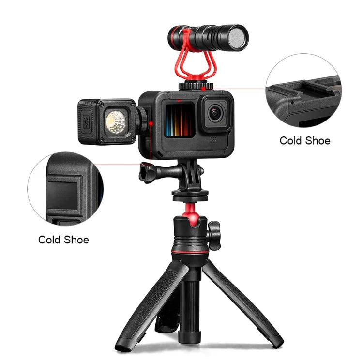 Khung gắn PA có thể sạc PULUZ với khe đế Cold Shoe cho GoPro HERO13 Black /12 Black /11 Black /11 Black Mini /10 Black /9 Black, Khung gắn PA có thể sạc