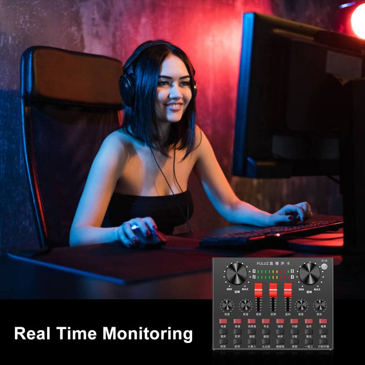 Card âm thanh phát sóng trực tiếp PULUZ Bluetooth karaoke thu âm, mixer âm thanh cho điện thoại di động / máy tính / laptop / máy tính bảng, phiên bản Trung Quốc