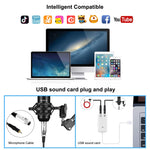 Bộ micro chuyên nghiệp PULUZ cho phòng thu phát sóng với cần kéo chữ X, giá đỡ chống rung kim loại và card âm thanh USB, bộ micro (đen), bộ micro (vàng), bộ micro (bạc)