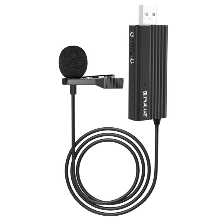 Microphone Lavalier có dây kẹp USB PULUZ, Microphone tụ điện yên tĩnh, dài 1.2m